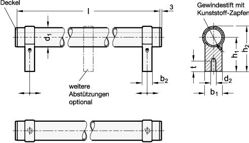 ROHRGRIFF, FÜßE VERSCHIEBBAR, ROHR SCHWARZ