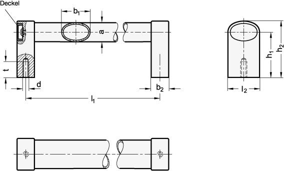OVALROHRGRIFF, ROHR ELOX., FüßE SILBERN KU-BESCH.