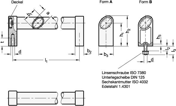 OVALROHRGRIFF, ROHR ELOX., FÜßE SILBER KU-BESCH.
