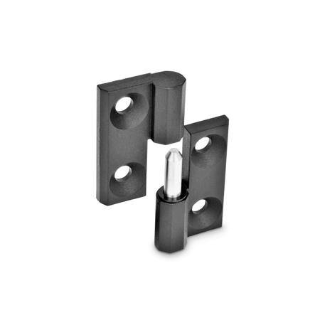 Scharnier 40x40, 2x2 Bohrungen f. Senkschrauben, festes Lage