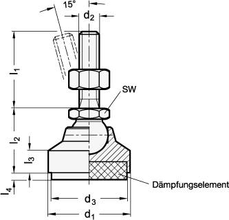 GELENKFUSS M.SCHRAUBE,SCHWINGUNGSDÄMPFEND