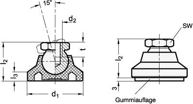 Gelenkfuß Ø 32 mm, M8, Form A - ohne Gummiauflage