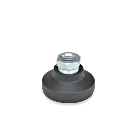 Gelenkfuß mit Gewindebuchse Ø 60mm, M16 mm, Form G - mit Gum