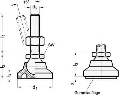 GELENKFUSS M. GUMMIAUFL., KUNSTSTOFF/EDELSTAHL
