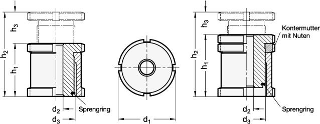 EDELSTAHL-AUSGLEICH-ELEMENT MIT KONTERMUTTER