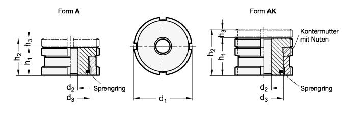 AUSGLEICH-ELEMENT, NIEDRIG, MIT KONTERMUTTER