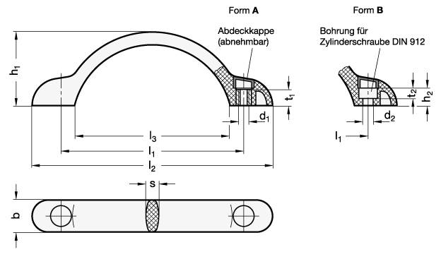 BÜGELGRIFF, ABDECKKAPPE SCHWARZGRAU