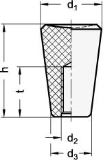 Konusknopf 30, M8, Duroplast, schwarz