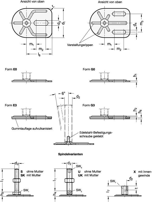 STELLFUß MIT BEFESTIGUNGSLASCHE