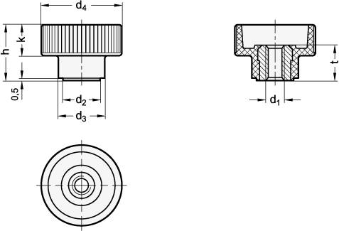 RÄNDELHOHLMUTTER MIT EDELSTAHL-BUCHSE