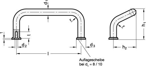 ALUMINIUM-BÜGELGRIFF, ABGEWINKELT, SILBER BESCH.