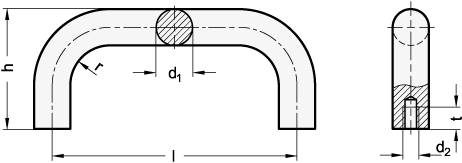 Bügelgriffe 20 x 200, WSA - weiß, RAL 9016, antibakteriell,