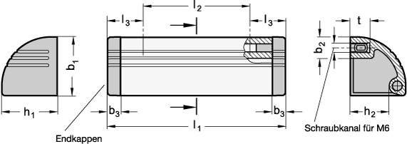 GRIFFLEISTE MIT SCHRAUBKANAL, SCHWARZ BESCHICHTET
