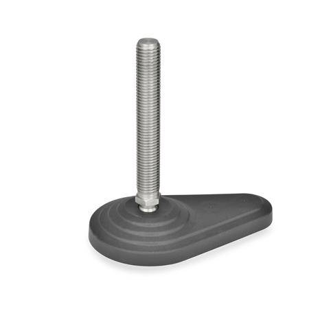 EDELSTAHL-GELENKFUSS OHNE MUTTER, MIT GUMMIAUFLAGE