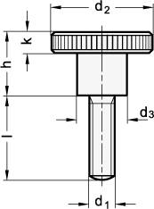 Rändelschraube hoch M2 x 6, brüniert