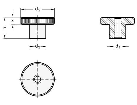 Rändelmutter hoch M8, Stahl verzinkt, DIN 466