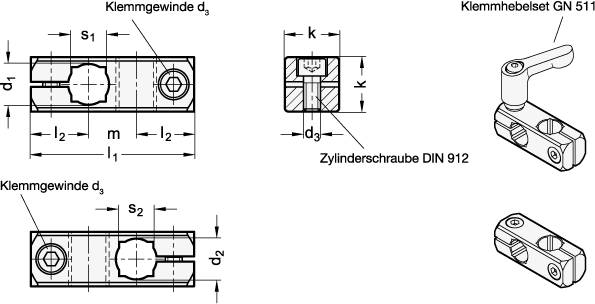 KREUZKLEMMHALTER, SCHWARZ ELOXIERT