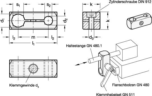 PARALLELKLEMMHALTER, SCHWARZ ELOXIERT