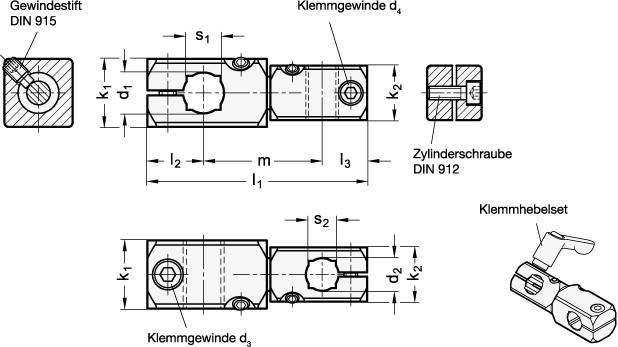 VERDREHBARER KREUZKLEMMHALTER, SCHWARZ ELOXIERT