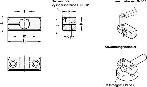 KLEMMHALTER, SCHWARZ ELOXIERT