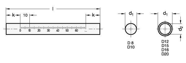 EDELSTAHL-HALTESTANGE MIT LÄNGSSKALA