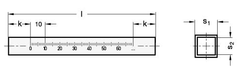 ALUMINIUM-HALTEROHR M.LÄNGSSKALA,QUADRAT.,ELOXIERT