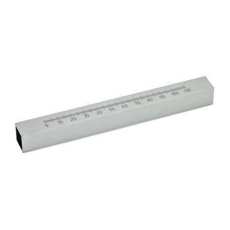 ALUMINIUM-HALTEROHR M.LÄNGSSKALA,QUADRAT.,ELOXIERT