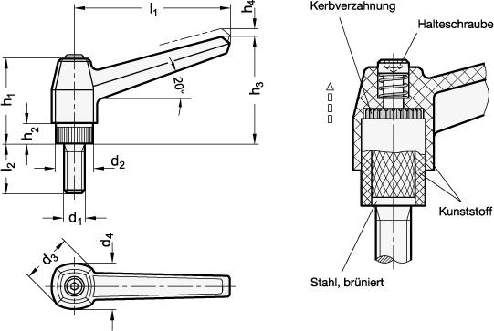 KLEMMHEBEL MIT SCHRAUBE, SCHWARZ