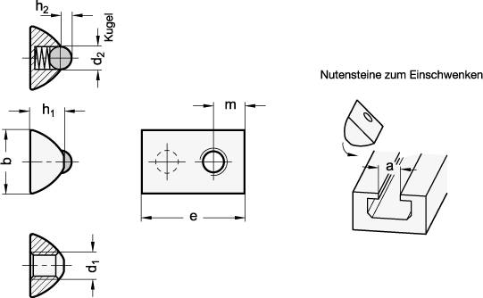 Muttern für T-Nuten 8 mm, M5, Für Profilsysteme, Edelstahl