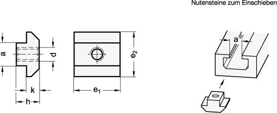 Mutter für T-Nuten 10 mm, M6, Stahl verzinkt