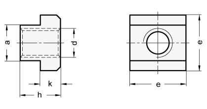 Mutter für T-Nut M8 x 10, brüniert