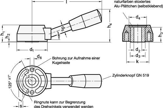 SCHALTHEBEL MIT VIERKANT
