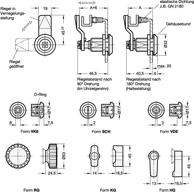 EDELSTAHL-DREH-SPANNRIEGEL MIT RÄNDELGRIFF