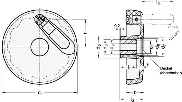 SCHEIBENHANDRAD MIT UMLEGGRIFF