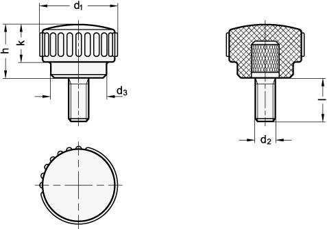 Rändelschrauben Ø15, M3x16, Duroplast