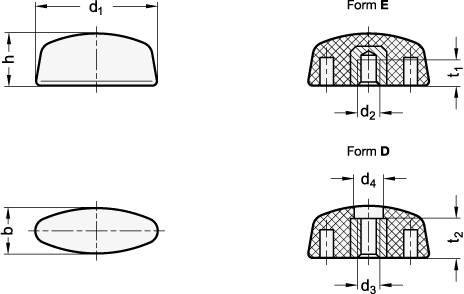 Flügelmutter M4, 20 mm, FormE - mit Gewinde-Sackloch, Thermo