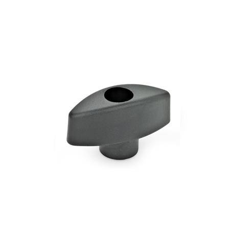 Flügelmutter Elesa 40 mm, M8, Form D - mit Gewinde-Durchloch