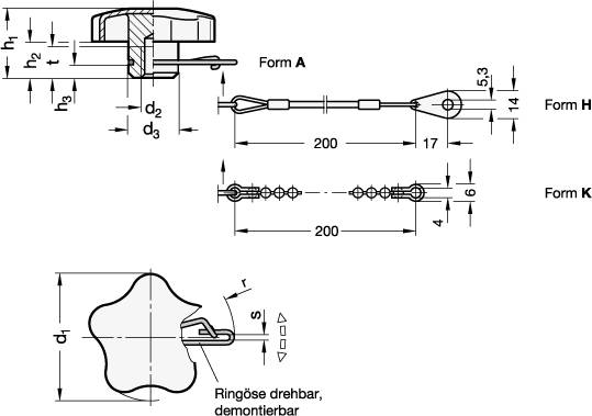 EDELSTAHL-STERNGRIFF MIT VERLIERSICHERUNG