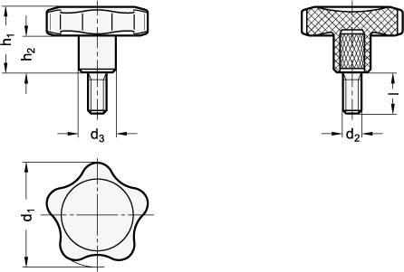 Sterngriffschraube 32, M8 x 30, Thermoplast, Schraube Edelst