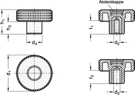 KORDELGRIFF, ABDECKKAPPE BLAU