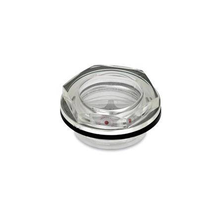 Ölschauglas 11, 3/8 Zoll, Form A - mit Reflektor, Kunststoff