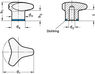 DREISTERNGRIFF, EPDM, HYGIENIC DESIGN