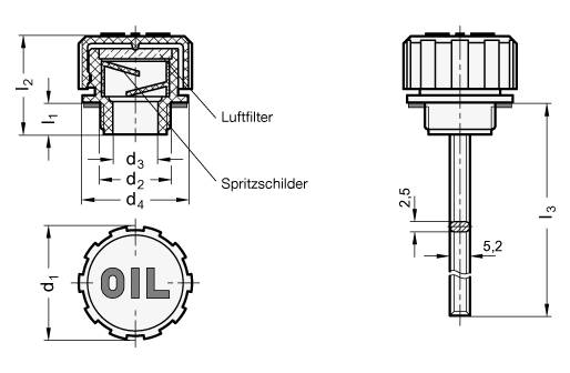 Entlüftungsschraube Elesa 42 x G1/2, Form A - ohne Ölmesssta
