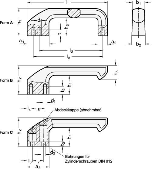 HANDGRIFF, GESCHLOSSENE FORM, SCHWARZ