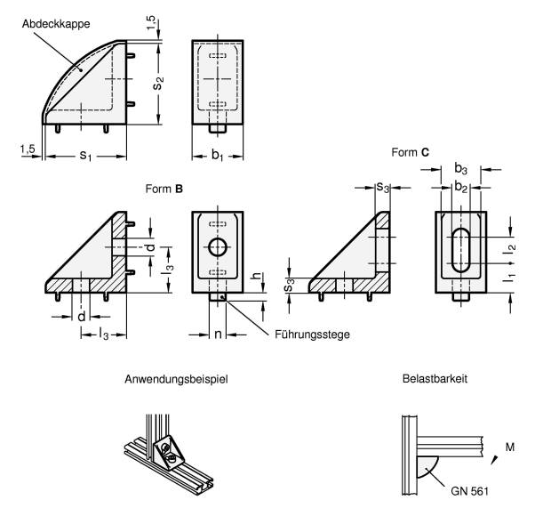 BEFESTIGUNGSWINKEL MIT ABDECKKAPPE