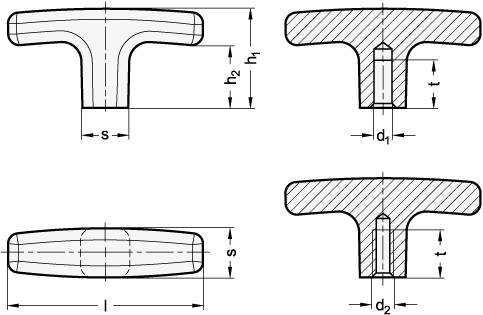 ALUMINIUM T-GRIFF, SILBER