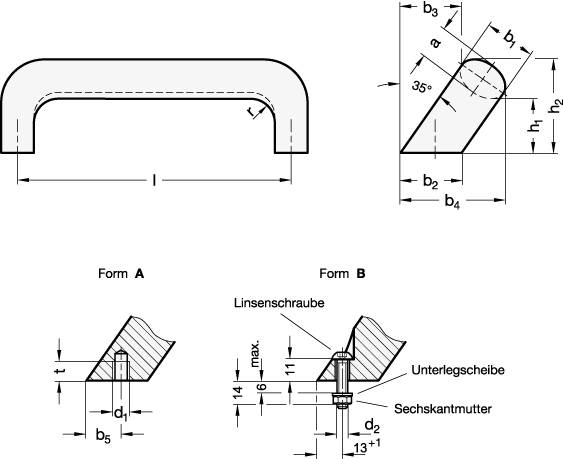 BÜGELGRIFF, SCHRÄG, BLANK