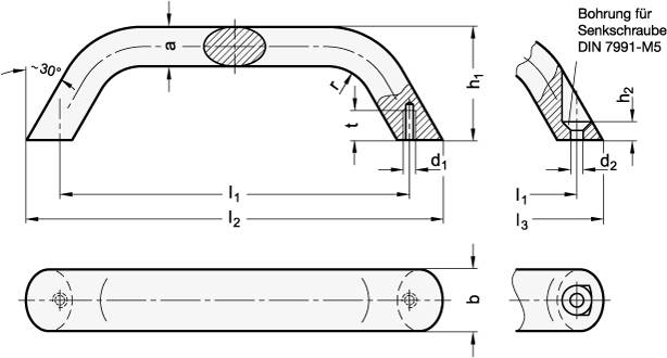 HALTEGRIFF, SILBER-STRUKTUR BESCHICHTET