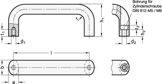 EDELSTAHL-BÜGELGRIFF, MATT GESTRAHLT