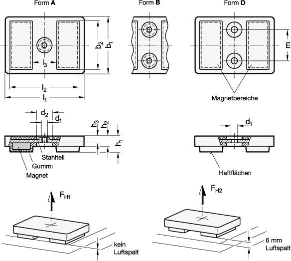 HALTEMAGNET, RECHTECKFORM MIT BOHRUNG